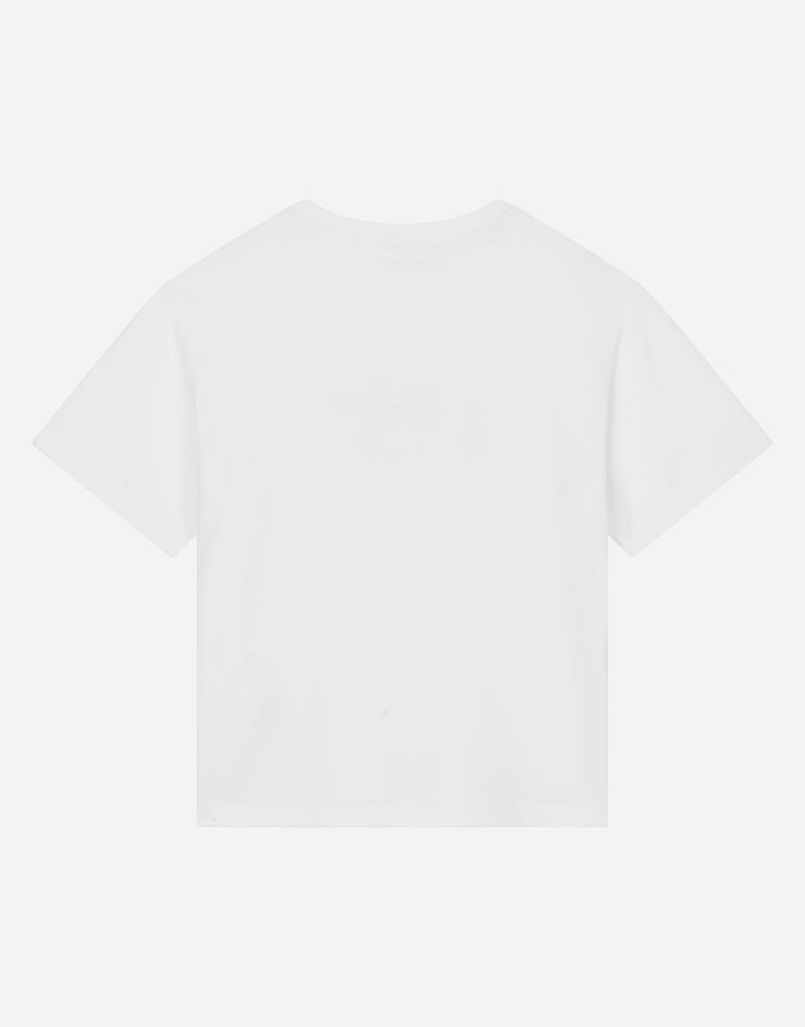 DolceGabbanaSpa Short-sleeved jersey T-shirt with Carretto-print DG logo Red L4JTEYG7KXU