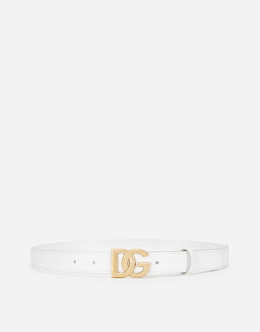 Dolce & Gabbana Calfskin belt with DG logo Gold BB7287AY828