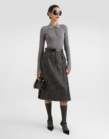 Dolce & Gabbana Gerippter Wollpullover Grau FXZ39TJDVDC
