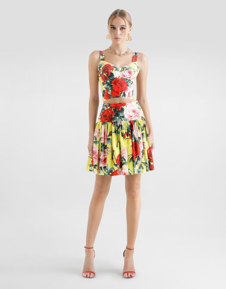 Dolce & Gabbana Top bustier de algodón con estampado Bouquet Imprima F7W98THS5TF
