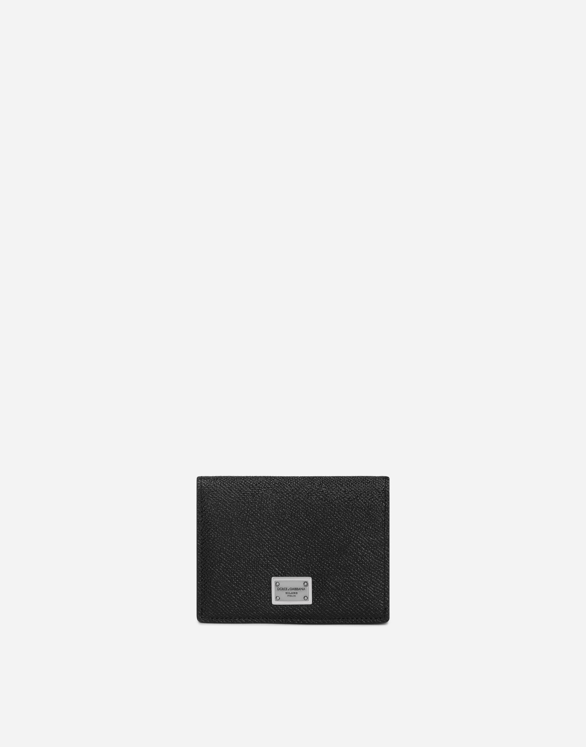 Dolce & Gabbana Calfskin card holder with branded plate Black GH706ZGH892