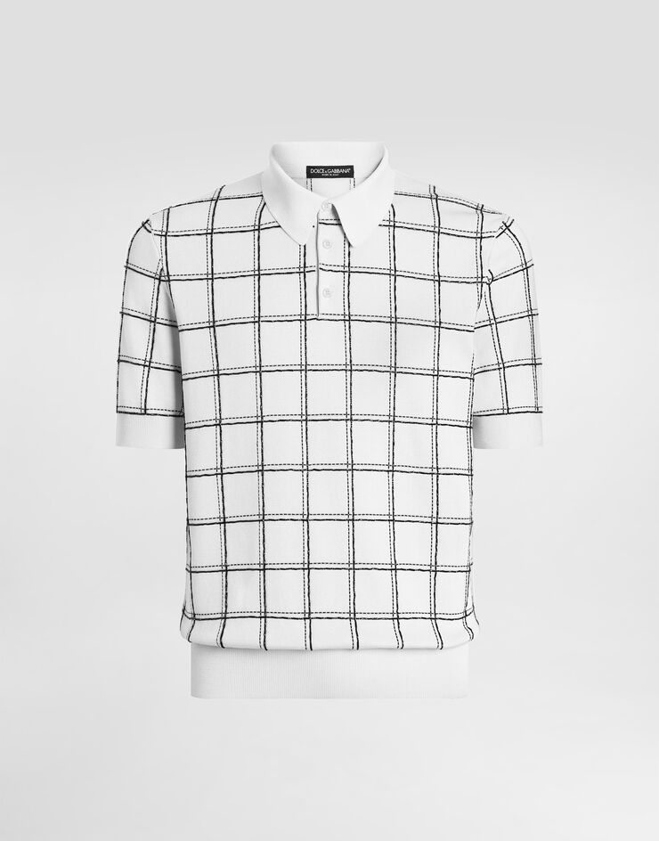 Dolce & Gabbana Silk polo shirt with intarsia and embroidery Multicolor GXZ02ZJBSOD