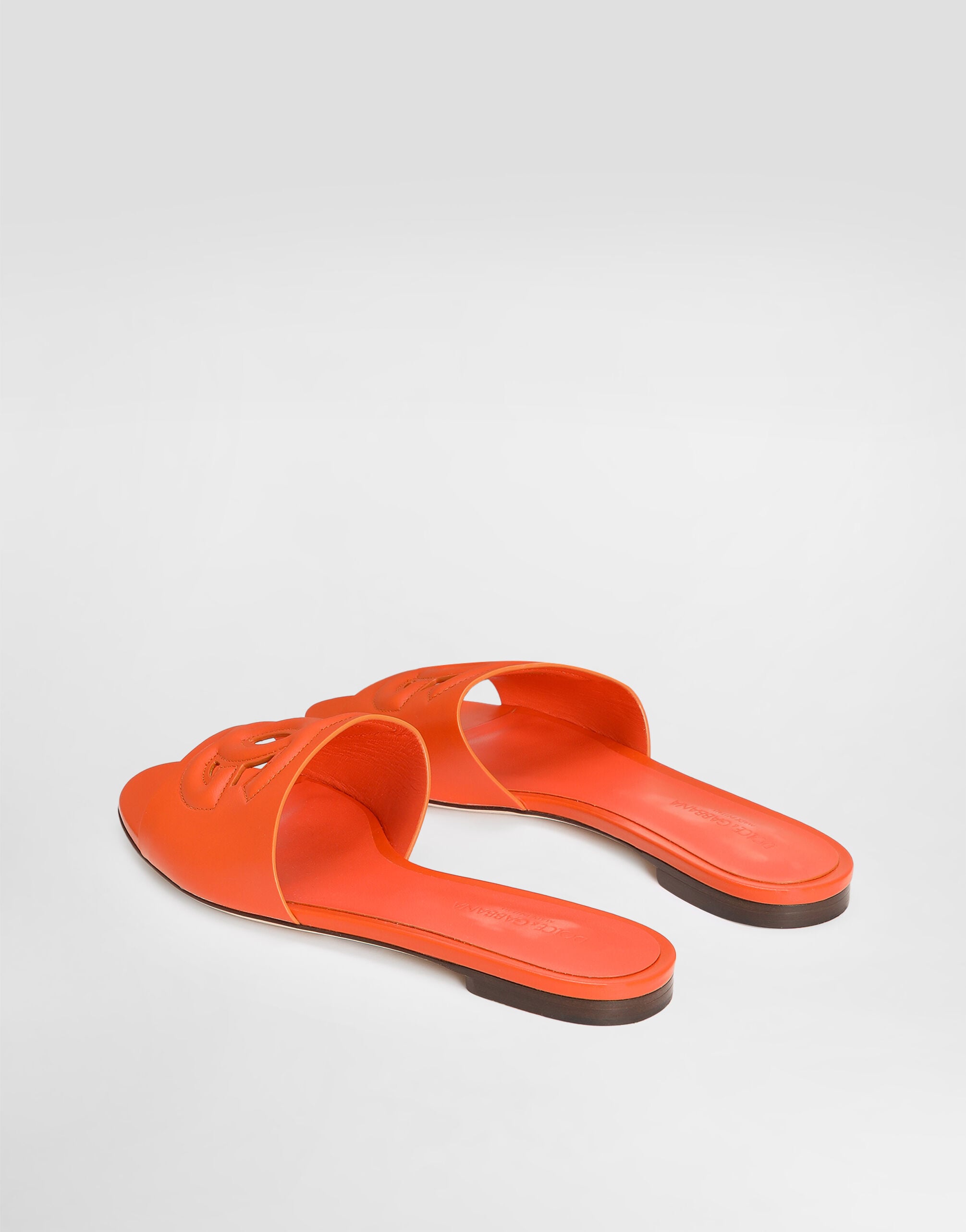 Calfskin sliders with DG logo in Orange for Women | Dolce&Gabbana® US