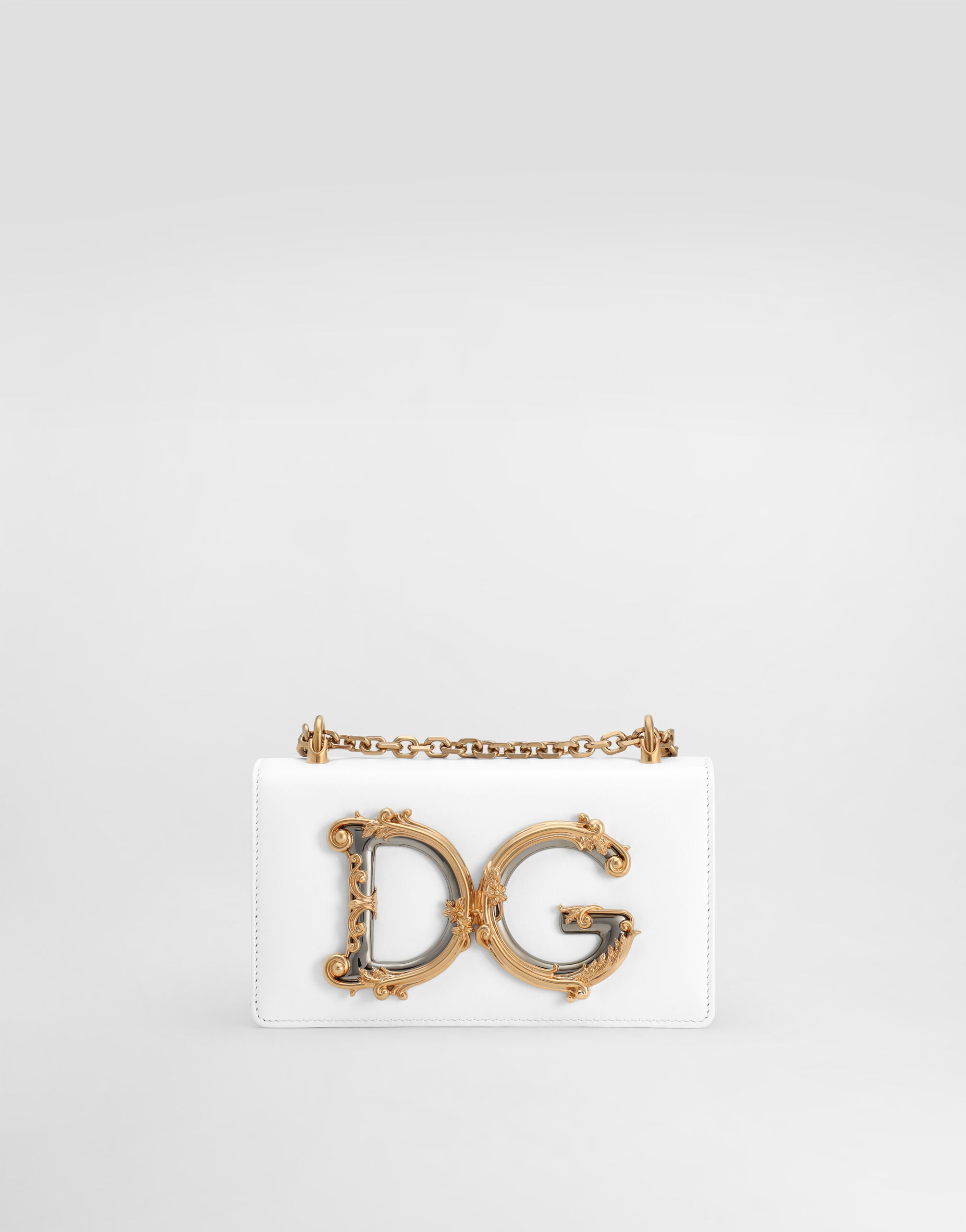 Calfskin DG Girls phone bag in White for Women