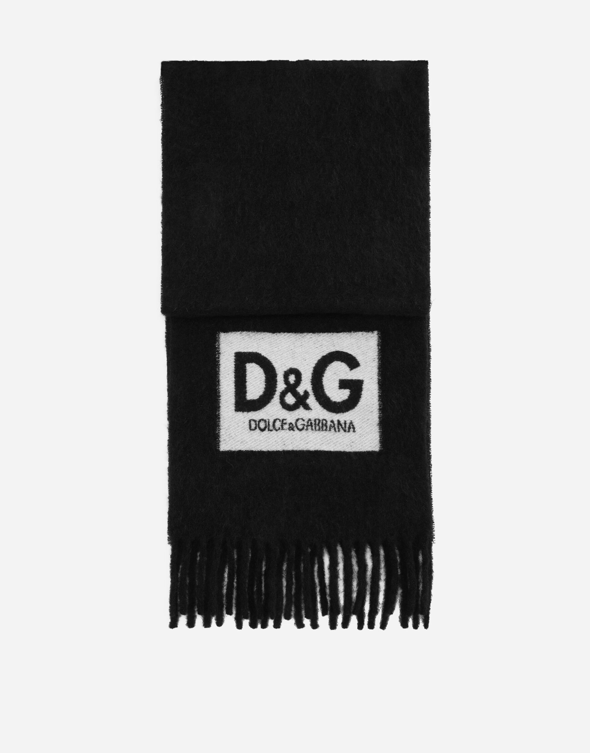 Dolce & Gabbana Wool scarf with DG patch Print GQ260EHI1Q3