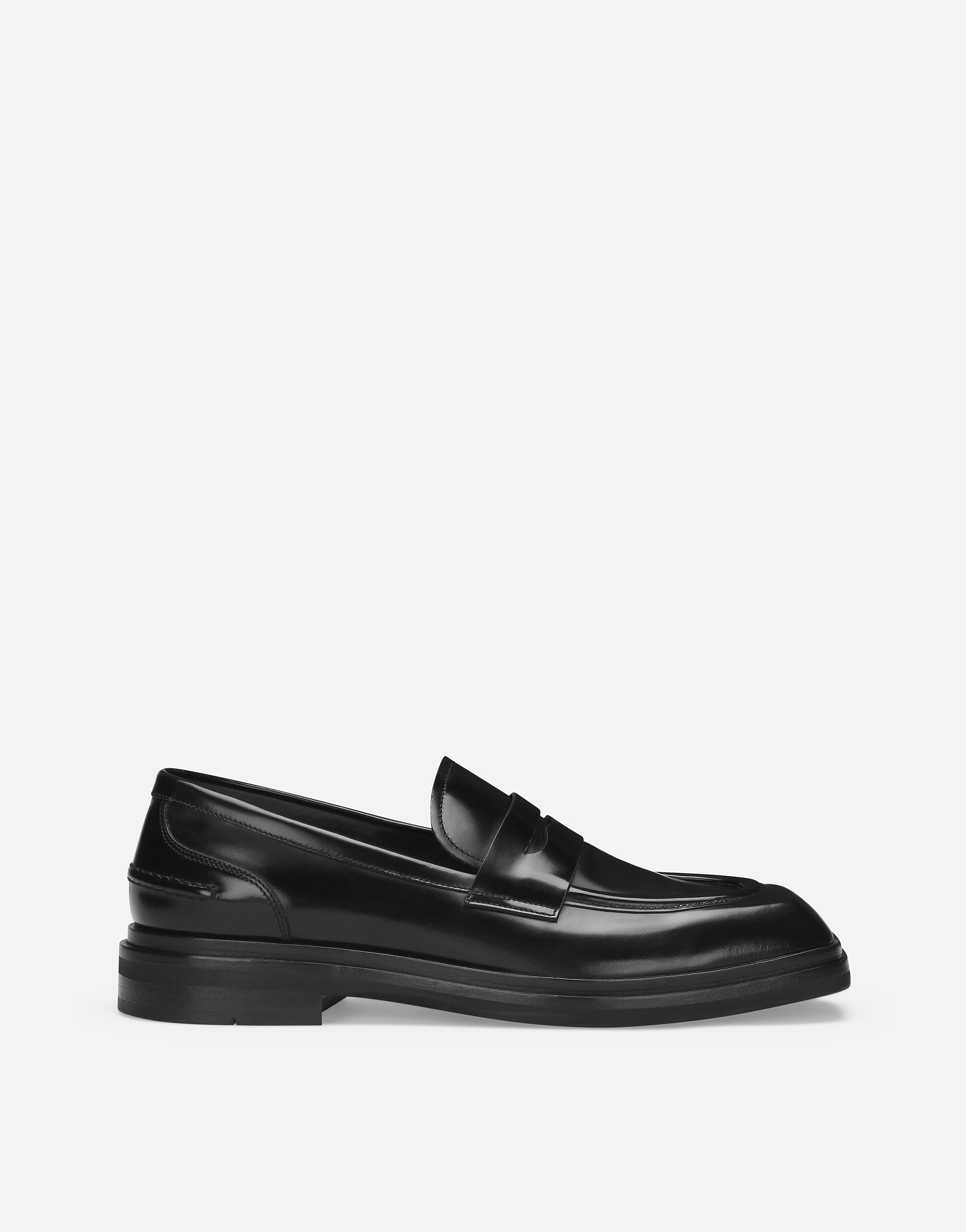 Brushed calfskin loafers in Black for Men Dolce Gabbana