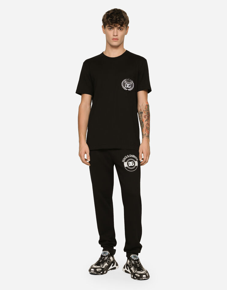 Dolce&Gabbana Jersey jogging pants with DG logo print Black GV2VHTG7J6C