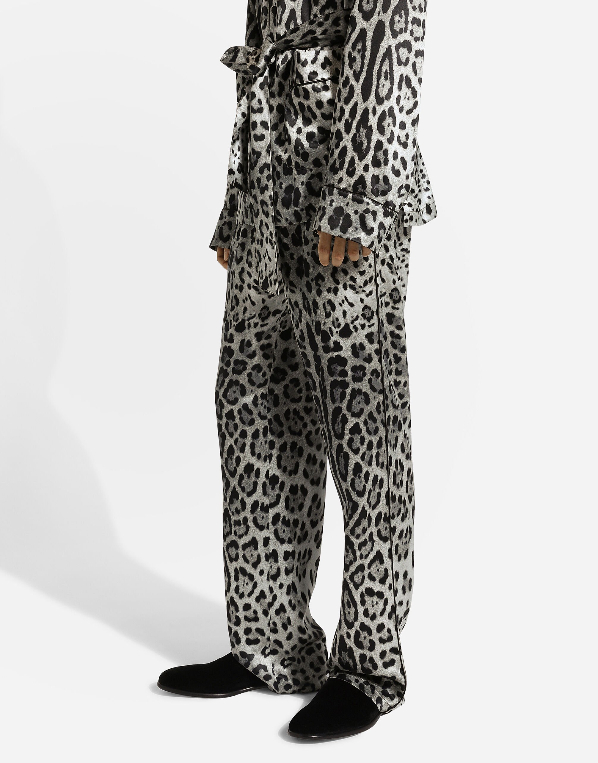 Leopard print satin pants in Print for Men Dolce Gabbana