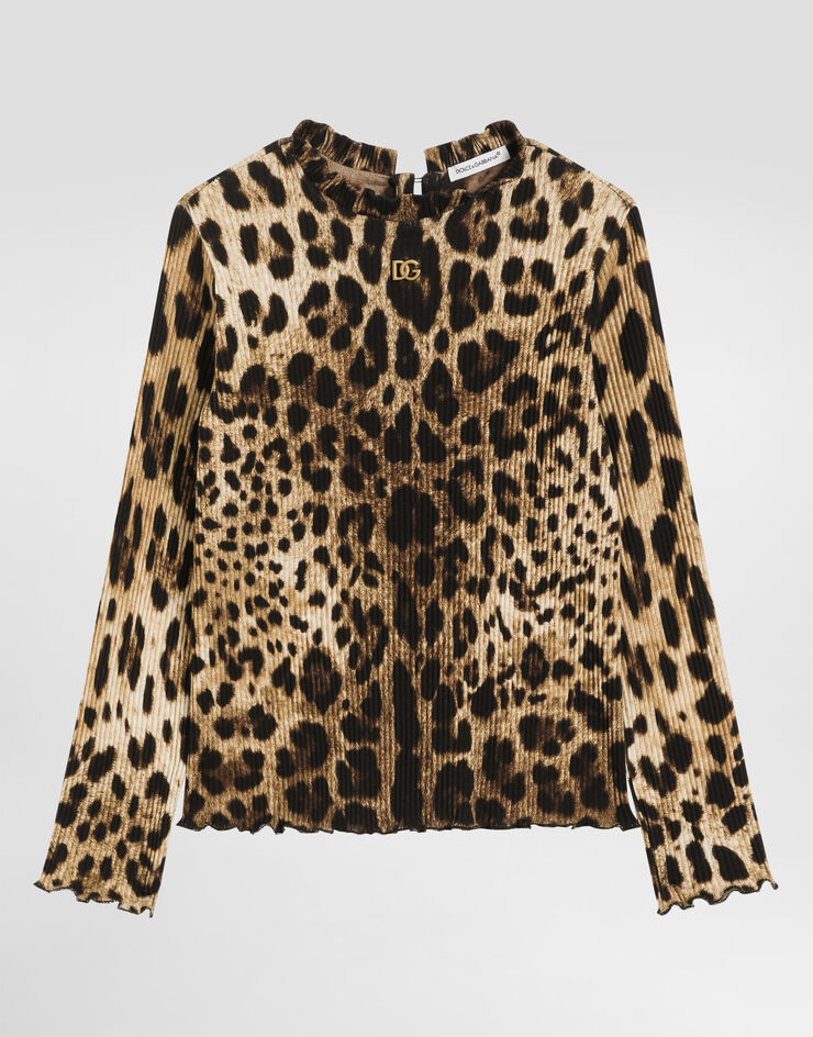 Dolce & Gabbana Leopard-print ribbed turtleneck Print L5JTQCHS7Q6