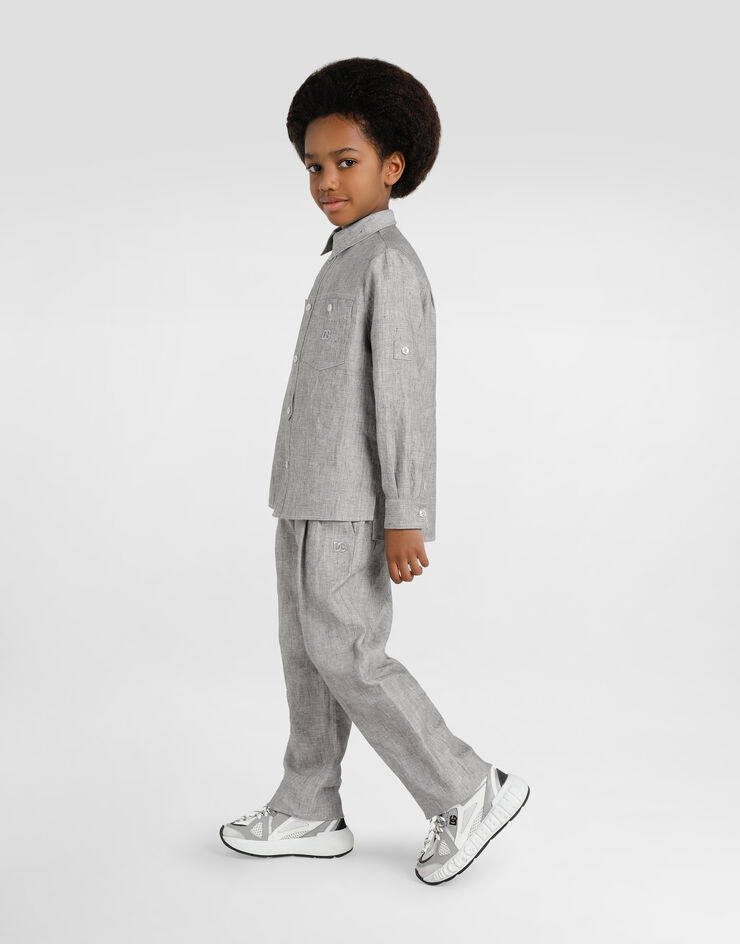 Dolce & Gabbana Pantalón de chándal en tela de lino lavada Gris L44P89FU4MF
