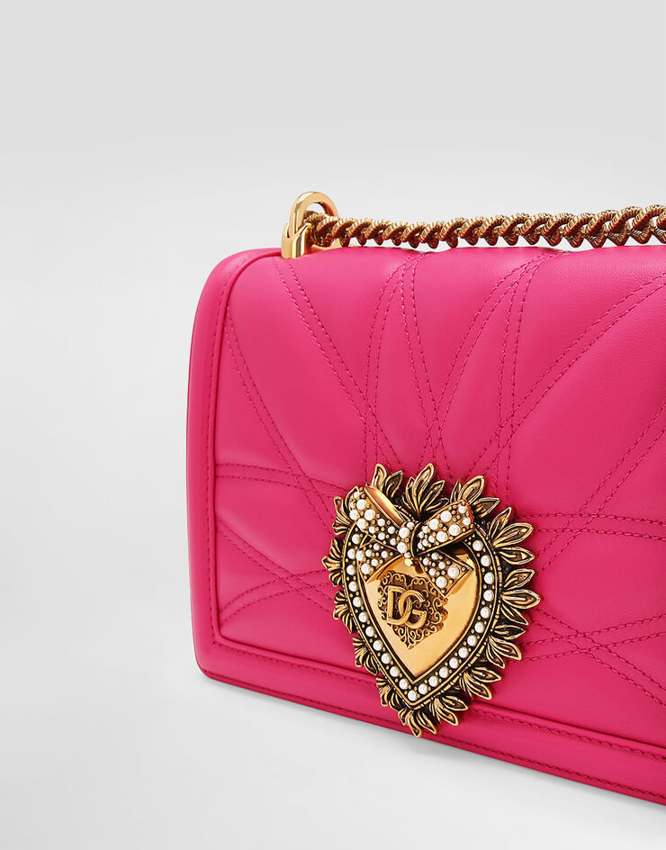 Dolce & Gabbana Bolso Devotion mediano de napa acolchada Rosa BB7158AW437