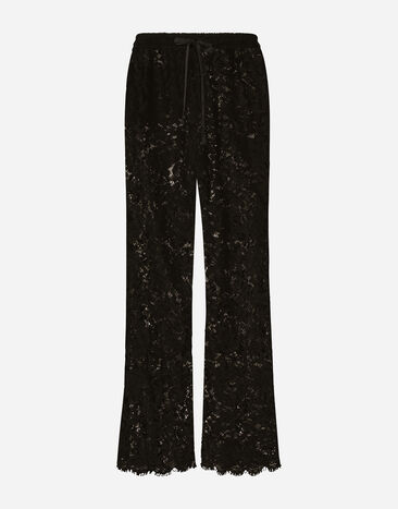 Dolce&Gabbana سروال للركض من دانتيل كوردونيتو أسود GVVLATHLM3T