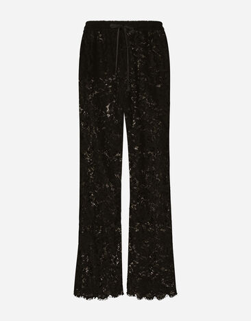 Dolce&Gabbana Pantalone jogging in pizzo cordonetto Nero GVVLATHLM3T