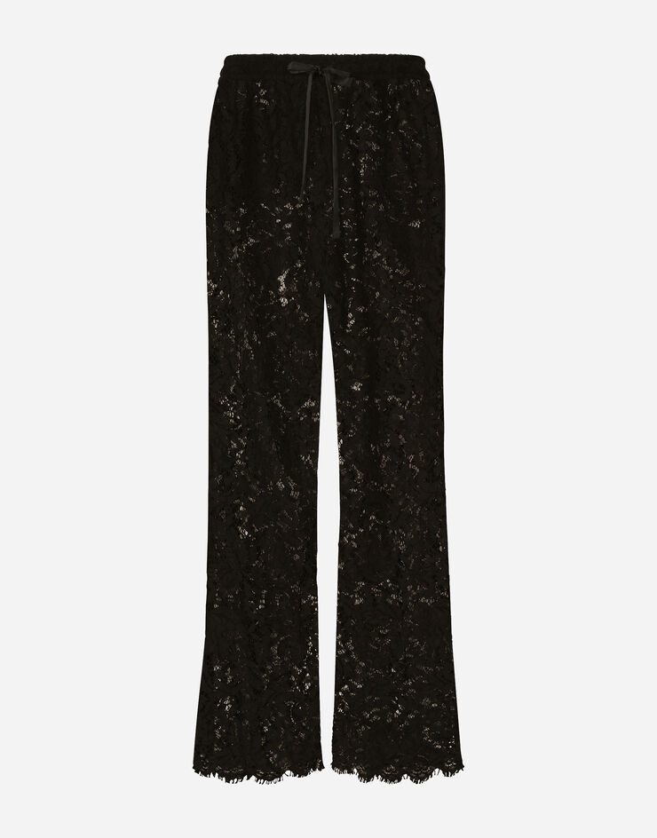 Dolce&Gabbana Pantalón de chándal en encaje cordonetto Negro GVVLATHLM3T