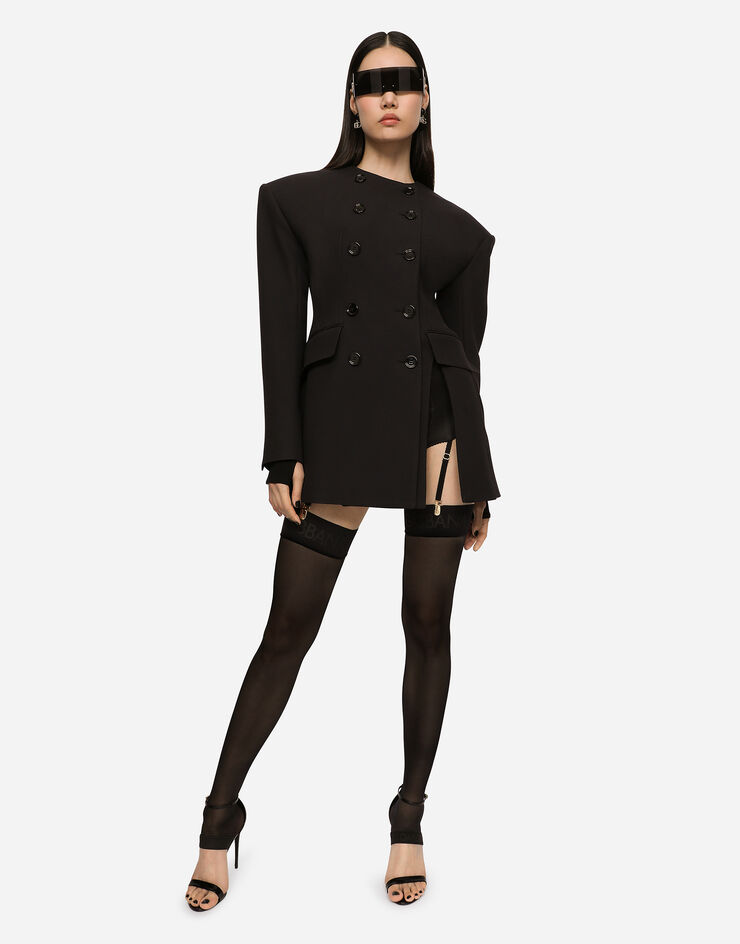 Dolce & Gabbana 徽标弹力饰带高筒袜 黑 O4A52TONM85
