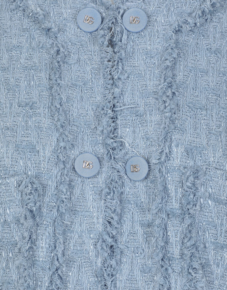 Dolce & Gabbana Einreihige Jacke aus Baumwolle in Flechtoptik Azurblau F29TYTGDCLV