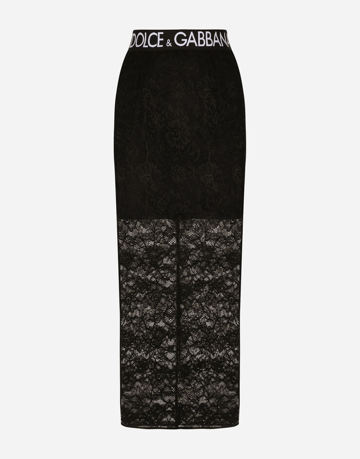Dolce & Gabbana Jupe mi-longue en dentelle Noir F4CHZTFLRFE