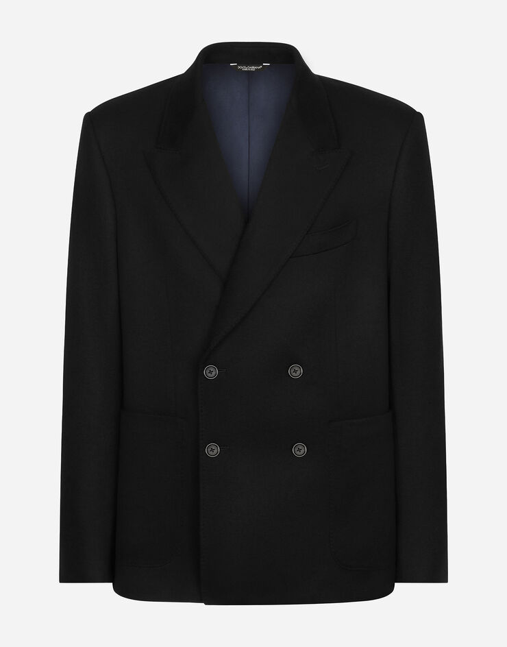 Dolce & Gabbana Zweireihige Jacke aus Kaschmir Blau G2RY1TFU2ZF
