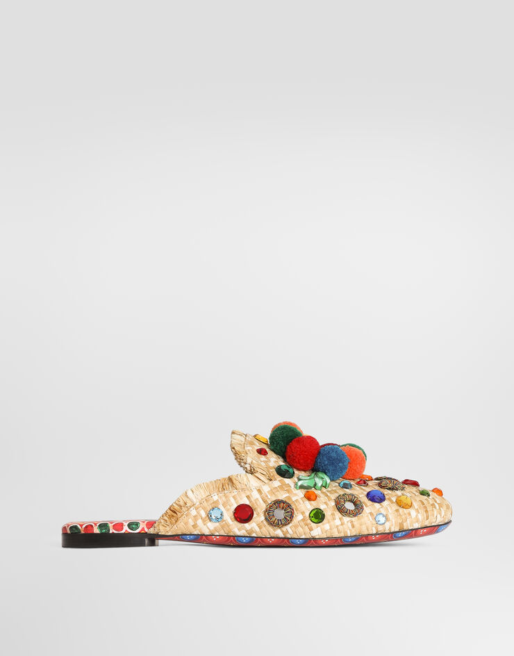 Dolce & Gabbana Mule de rafia con bordados Dolce & Gabbana Mule de rafia con bordados Multicolor CI0229A0465