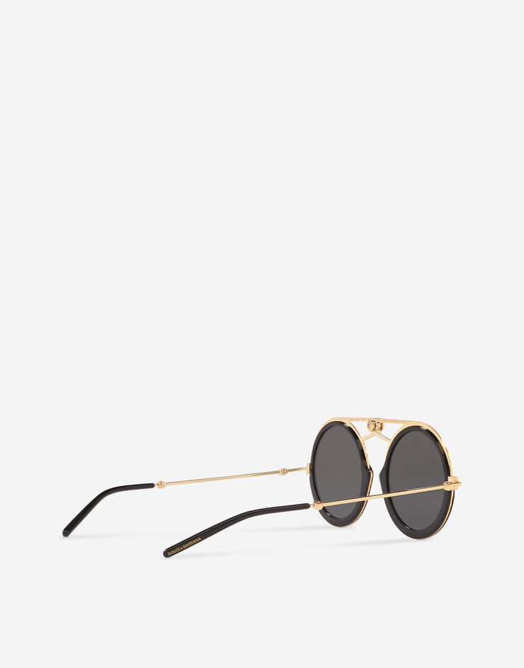 Dolce & Gabbana نظارة شمسية DG FATTO A MANO ذهبي و أسود VG2241VM187