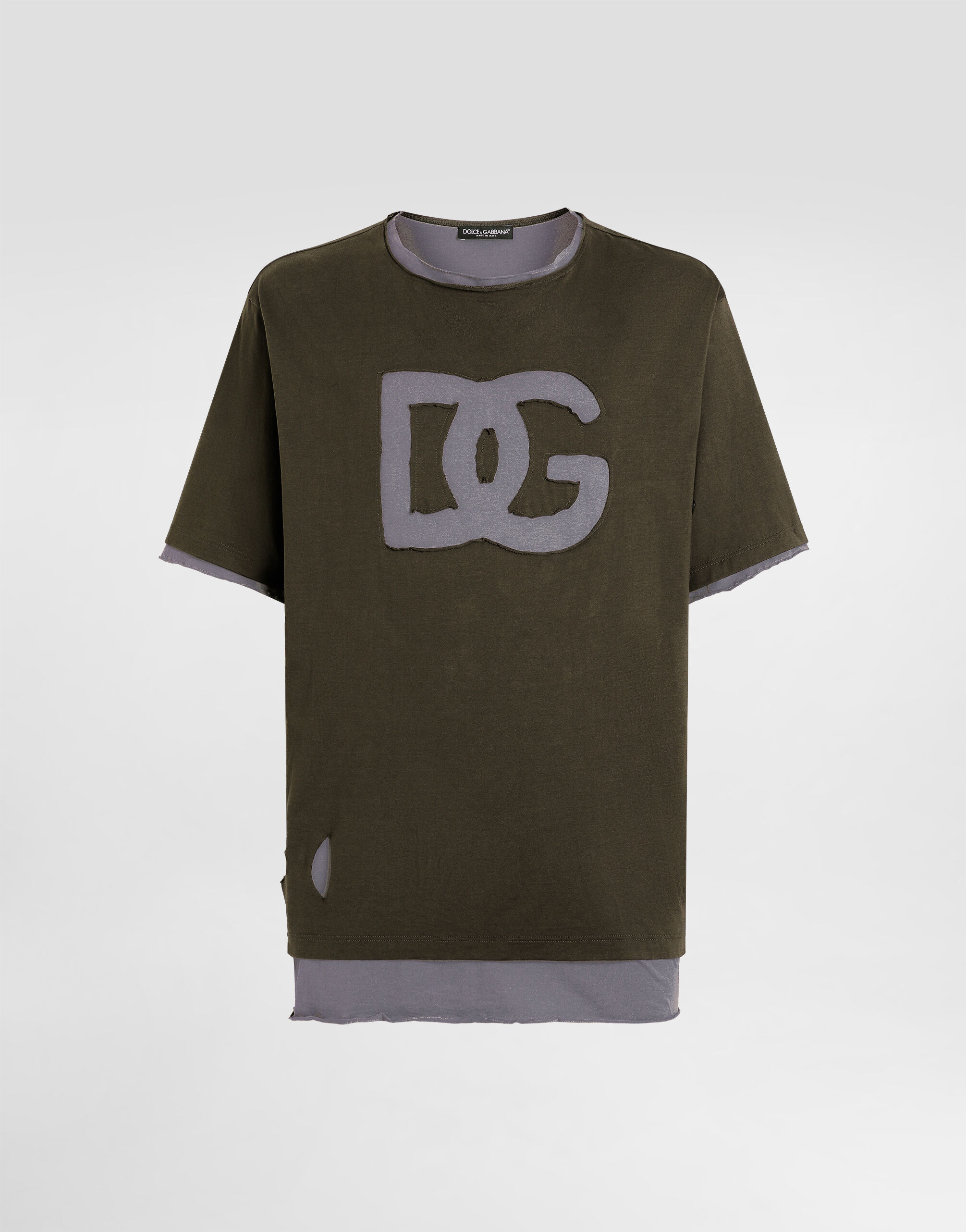 D&G ドルチェ＆ガッバーナ グラフィックプリントTシャツ 緑 36*JD161 DOLCE&GABBANA(ドルチェ&ガッバーナドルガバ) UNIVERSITY OF LOVE
