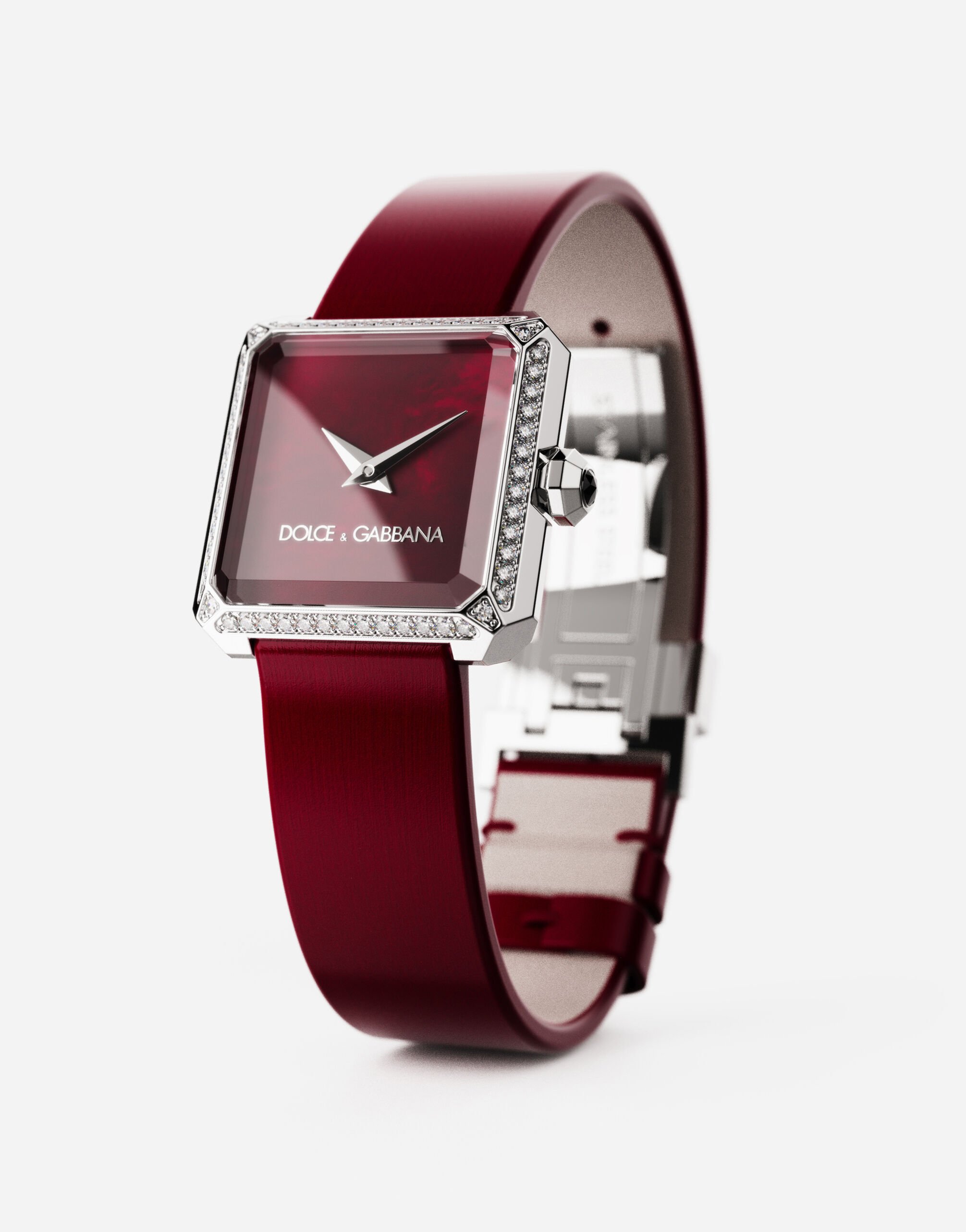 Orologio Sofia in acciaio con diamanti incolore in Bordeaux da Donna Dolce Gabbana