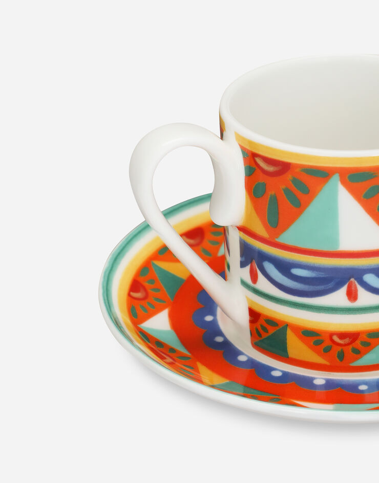 Dolce & Gabbana Tazza Caffè con Piattino in Porcellana Fine Multicolore TC0S01TCA01