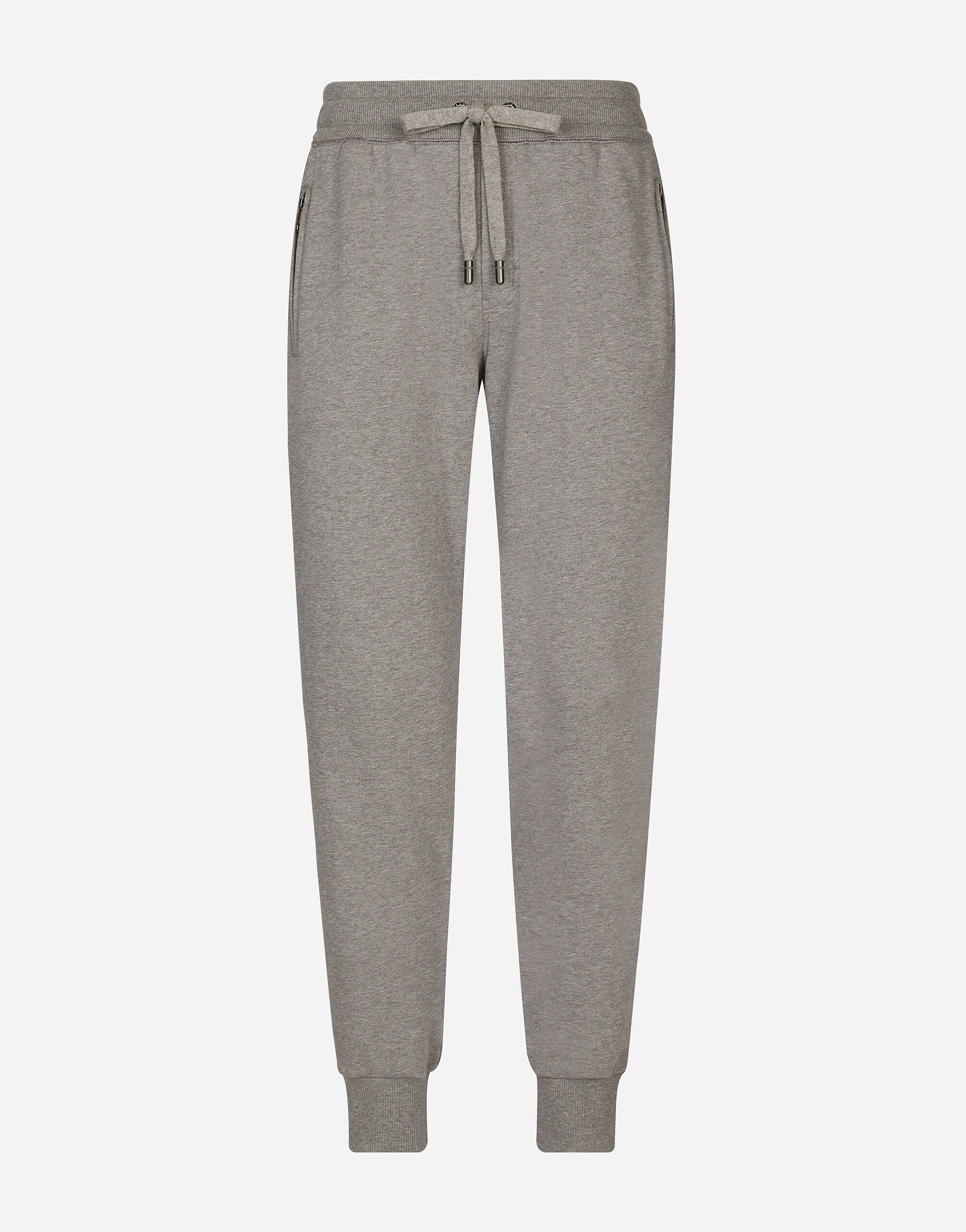 Jersey jogging pants with branded tag in Grey for Men Dolce Gabbana