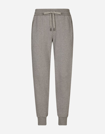 Dolce&Gabbana Jersey jogging pants with branded tag Blue GW13EZFURIR