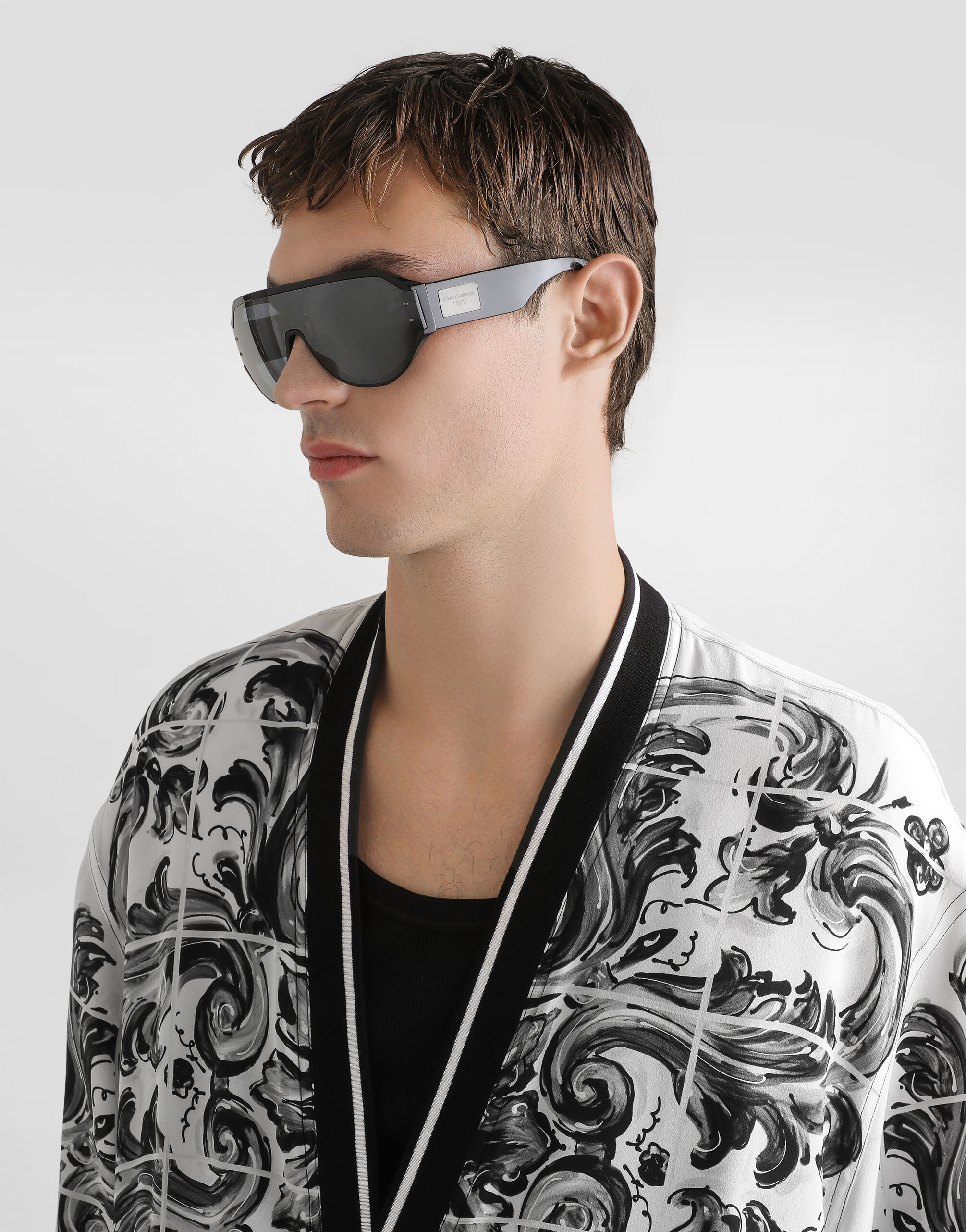 Majolica-print silk jacket in Multicolor for Men