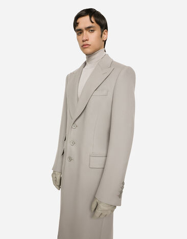 Dolce&Gabbana Einreihiger Mantel aus Kaschmir-Double Grau G041KTGG914
