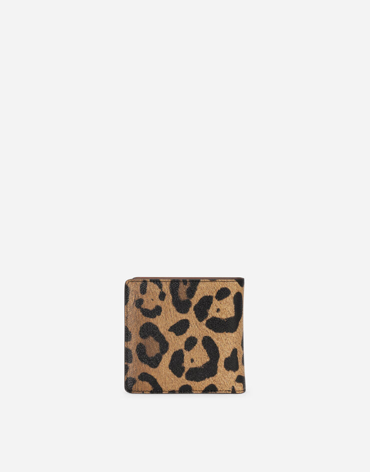 Dolce & Gabbana Cartera plegable en crespo estampado leopardo con placa con logotipo Multicolor BI1371AW384