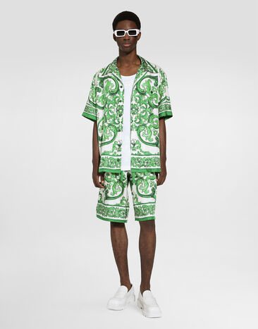 Dolce & Gabbana Majolica-print silk jogging shorts Print GV37ATHI1S6
