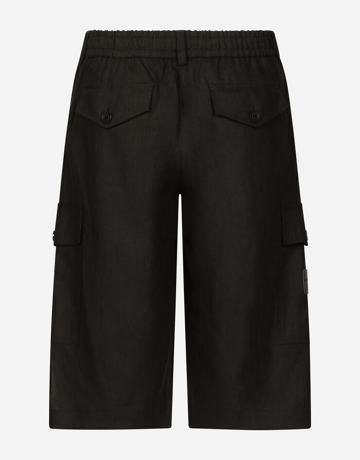 Dolce & Gabbana Cargo-Bermudas aus Leinen Schwarz GV5TATGI437