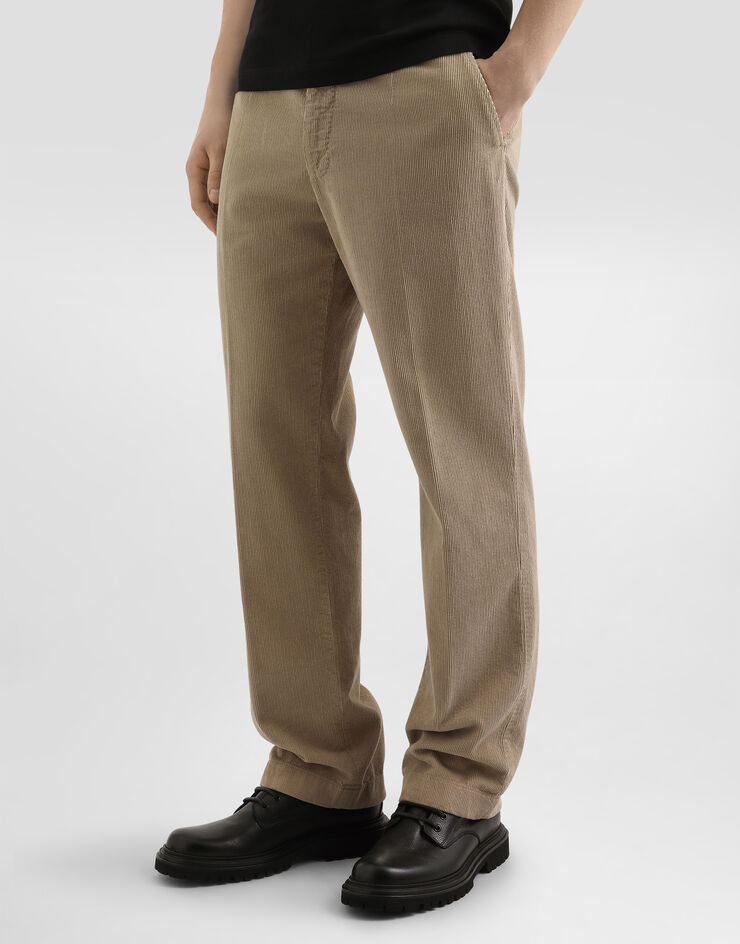 Dolce & Gabbana Garment-dyed velvet trousers Beige GP03JTG8NN7