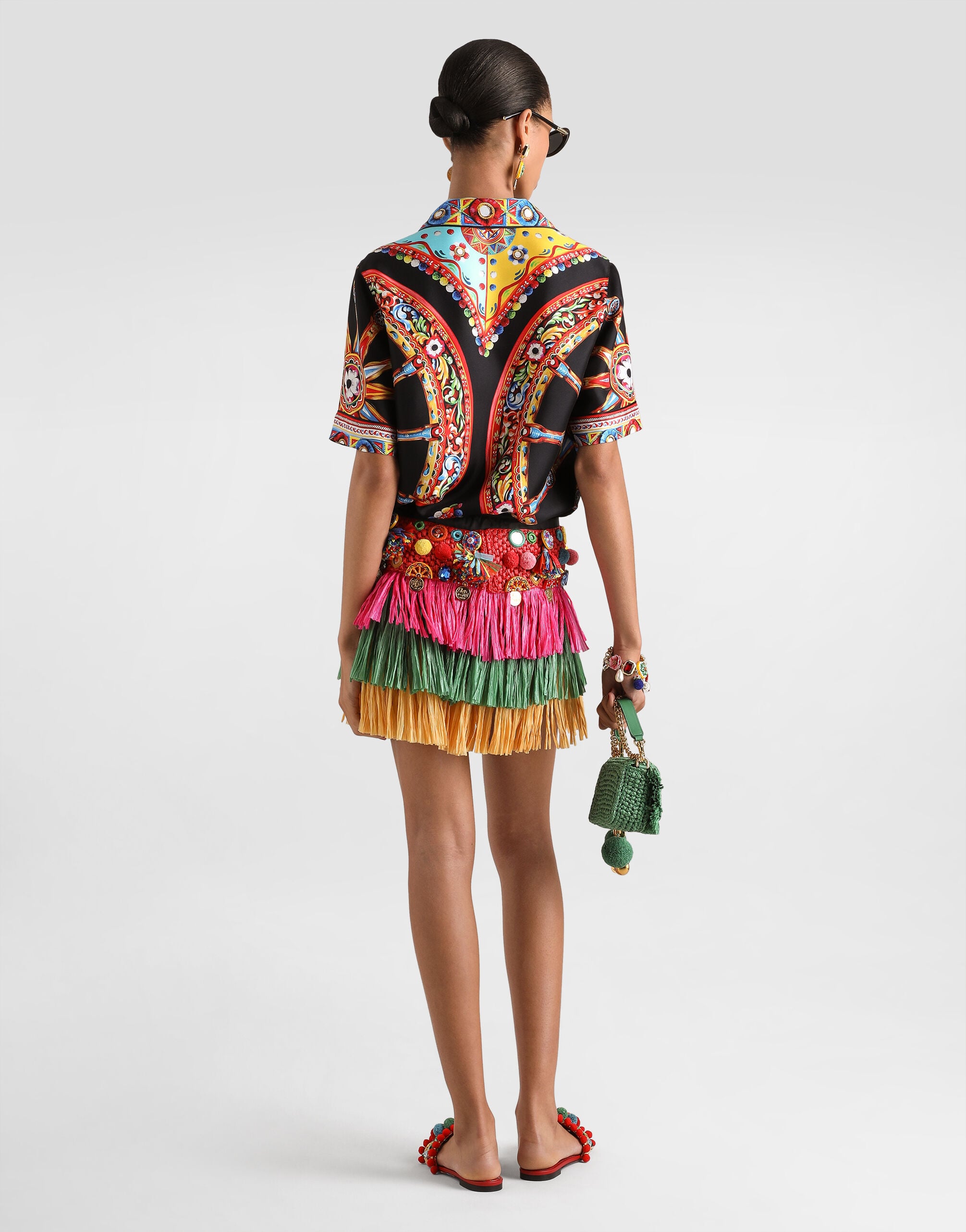 Carretto-print silk twill vanity shirt in Multicolor for Women