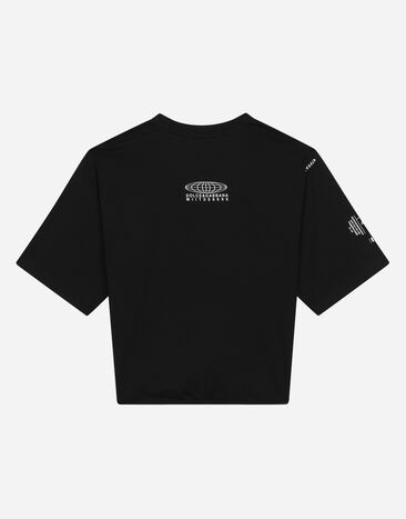 Dolce & Gabbana T-shirt en jersey avec logo DGVIB3 et nœud Noir L8JTNGG7M6Q