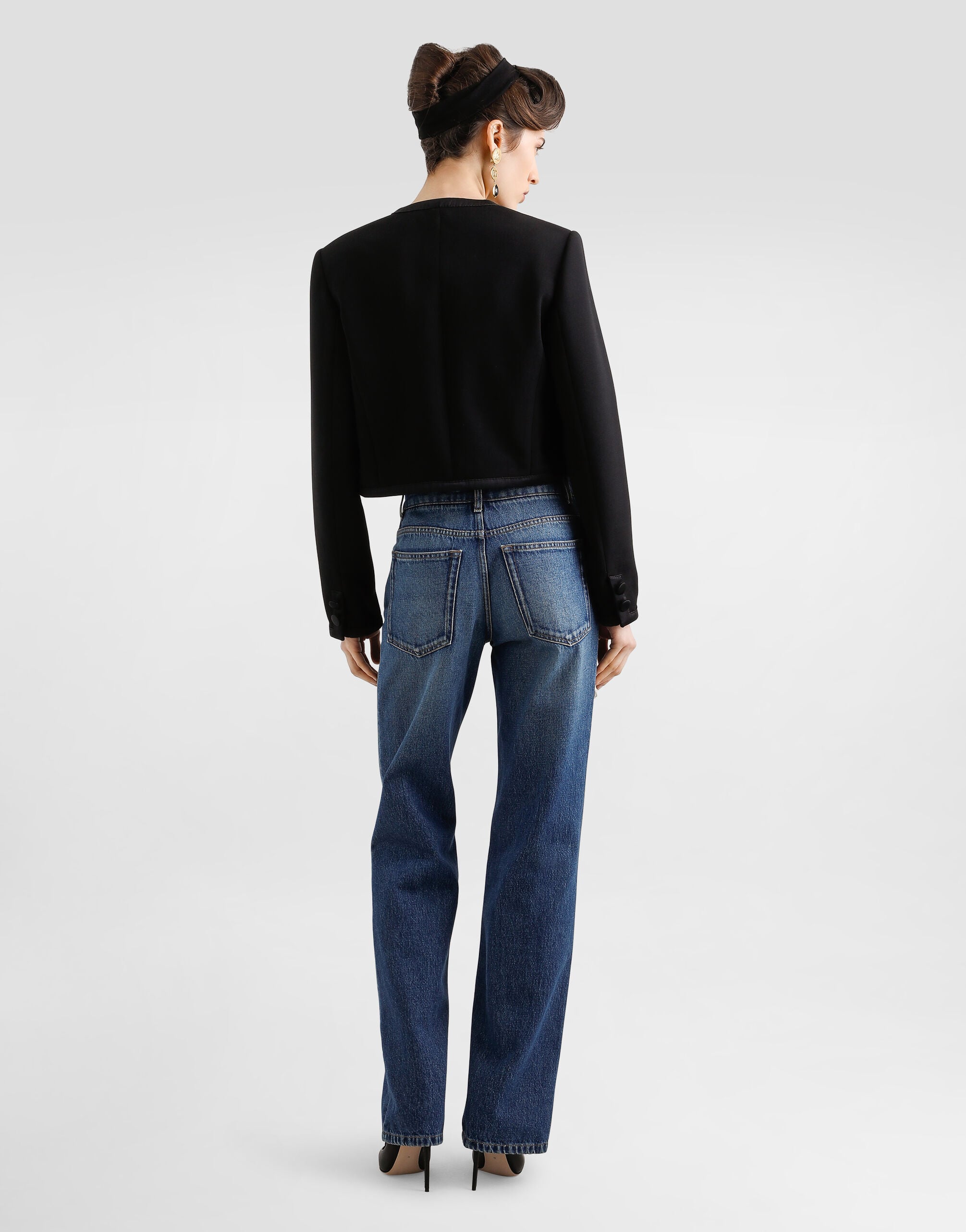 Blackのウィメンズ Double crêpe wool jacket | Dolce&Gabbana®