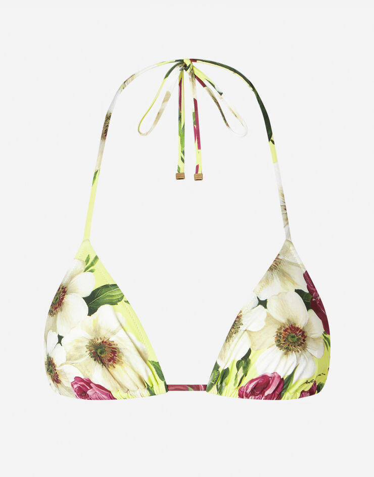 Dolce & Gabbana TRIANGLE BIKINI TOP WITH SMALL ROSE PRINT FLORAL PRINT O1A00JFSGRY