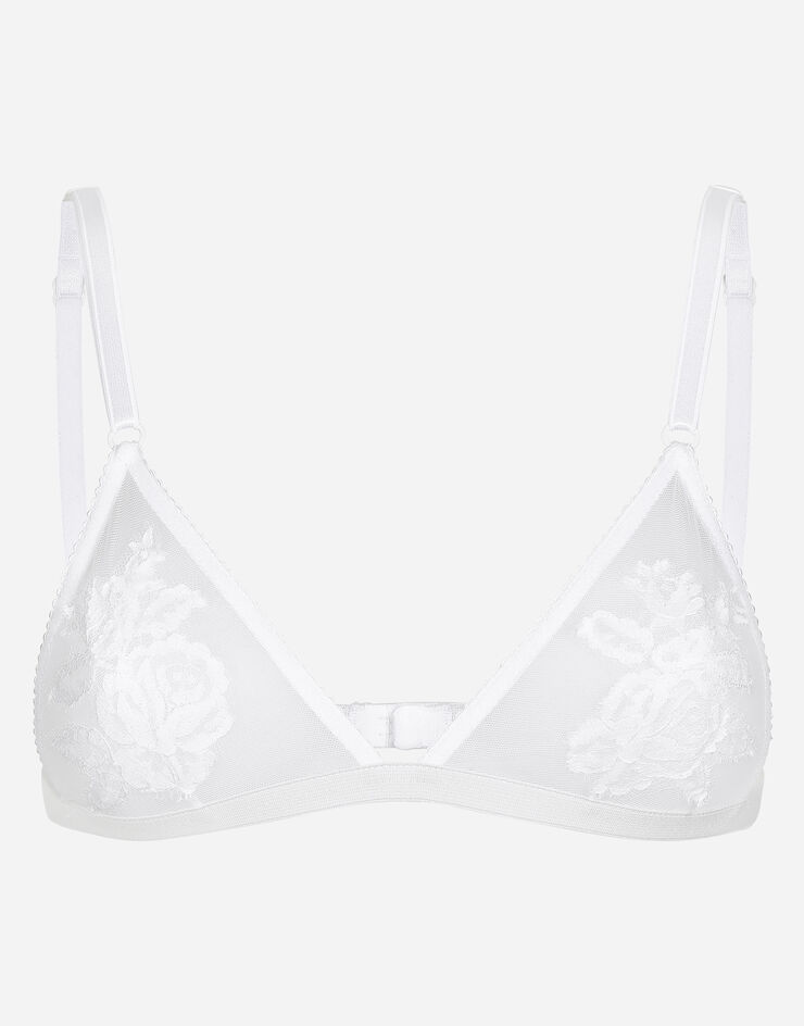 Dolce & Gabbana Reggiseno triangolo soft cup in pizzo e tulle Bianco O1G24TONQ79