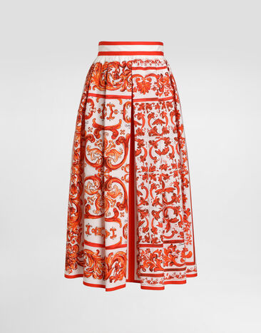 Dolce & Gabbana Majolica-print poplin pleated skirt Multicolor F4CULTGDDRL