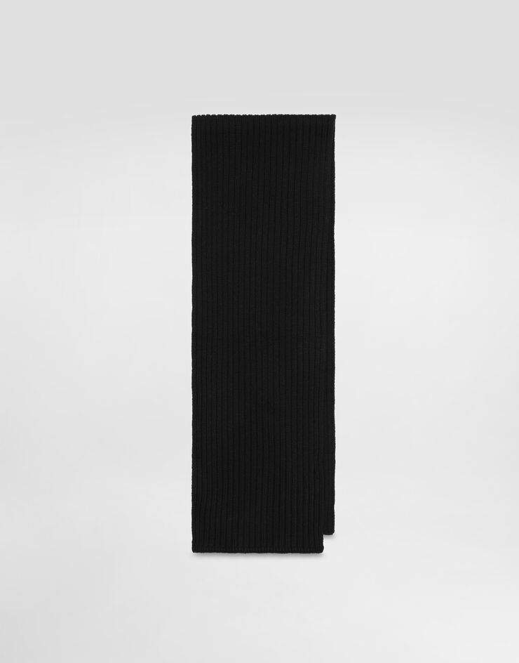 Dolce & Gabbana Bufanda de punto acanalado con logotipo DG metálico Negro LBKAB4JCVD6