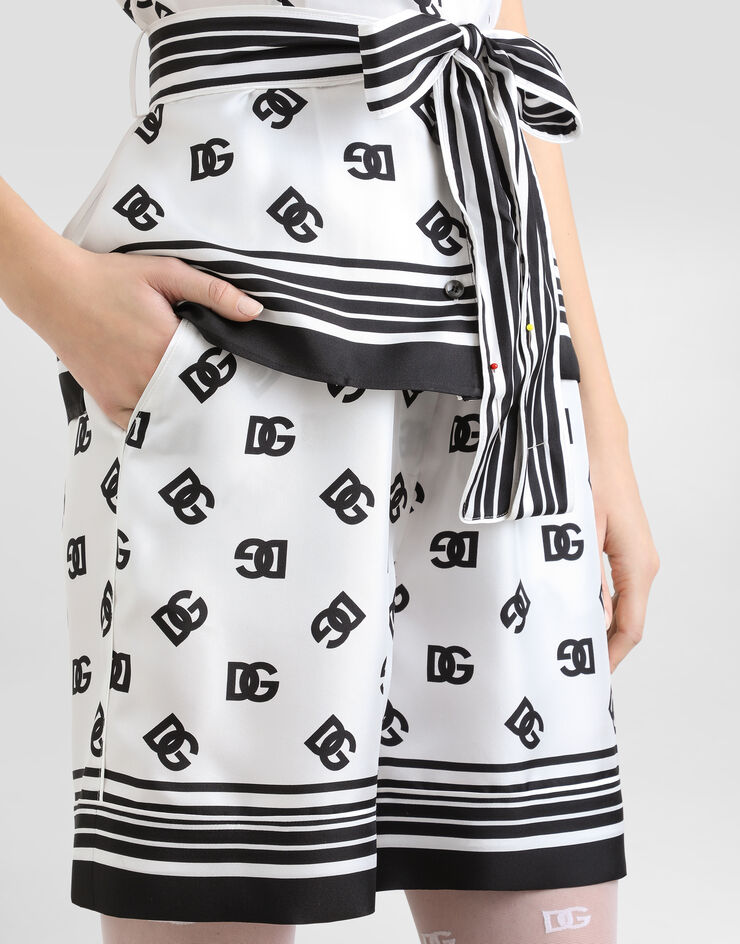 Dolce & Gabbana DG logo all-over print silk shorts Print FTAM7THI1Z6