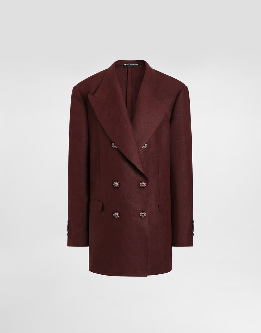 Double-breasted jacket in sartorial linen canvas