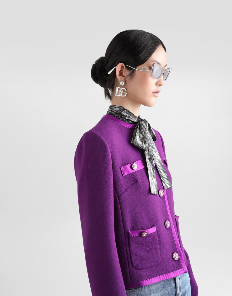 Dolce & Gabbana Einreihige Kurzjacke aus Wollkrepp Violett F27DETFU2TZ