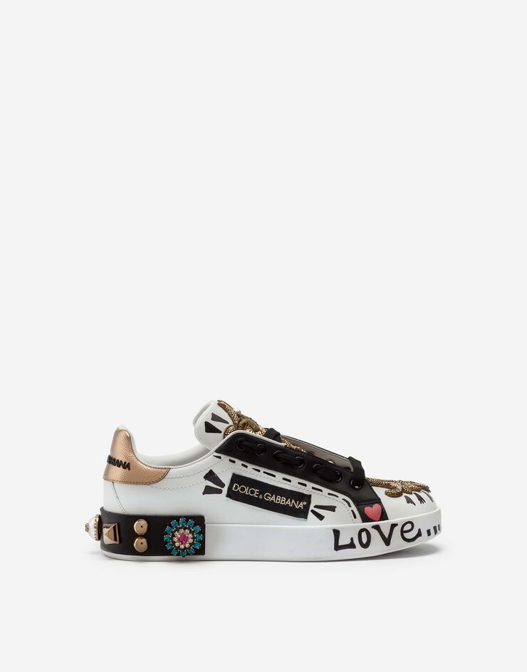 Dolce & Gabbana Printed nappa calfskin Portofino sneakers with embroidery Multicolor CK1544AA952