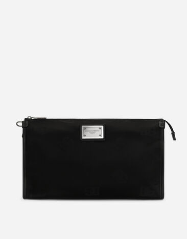 Dolce & Gabbana كيس نقود نايلون بشعار أسود BP3233AG184