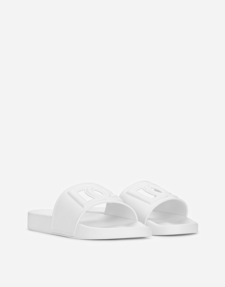 Dolce & Gabbana Badepantolette aus Gummi mit DG-Logo Weiss CS2079AO666