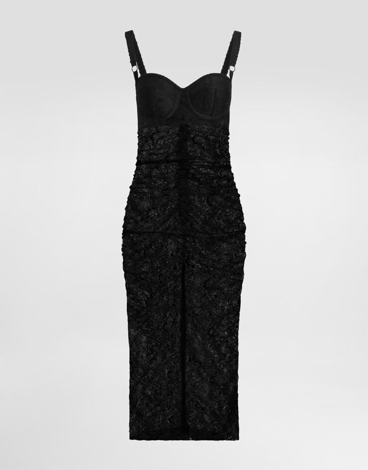 Dolce & Gabbana Kleid aus Spitze in Midilänge Dolce & Gabbana Kleid aus Spitze in Midilänge Black F619JTFLUCQ