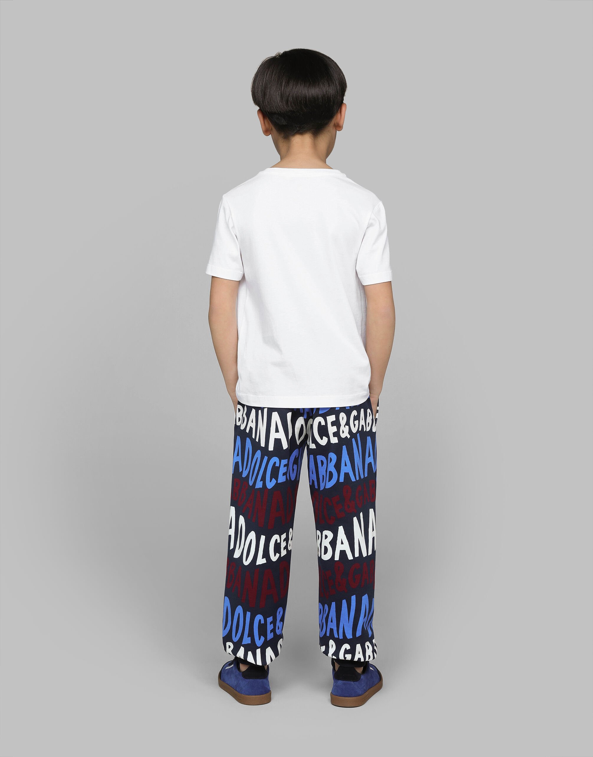 Whiteのボーイズ Dolce&Gabbanaロゴ ジャージー Tシャツ